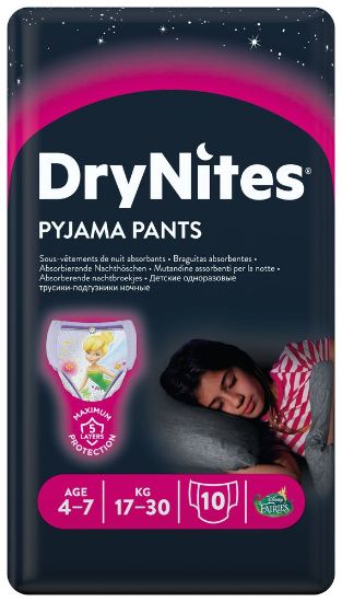 Pilt Huggies püksmähkmed DryNites 17-30kg 4-7aastane tüdruk 10tk