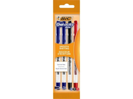 Pilt Bic geelpliiats Gel-ocity  4pakk, must, sinine x2, punane