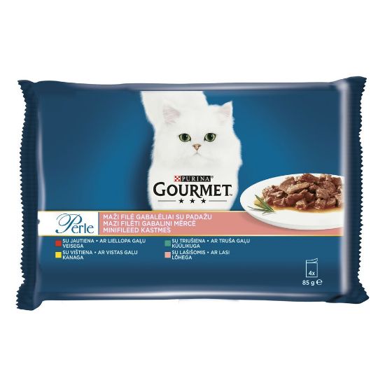 Pilt Gourmet Perle kiisueine Minifileed kastmes liha-lõhe 4x85g