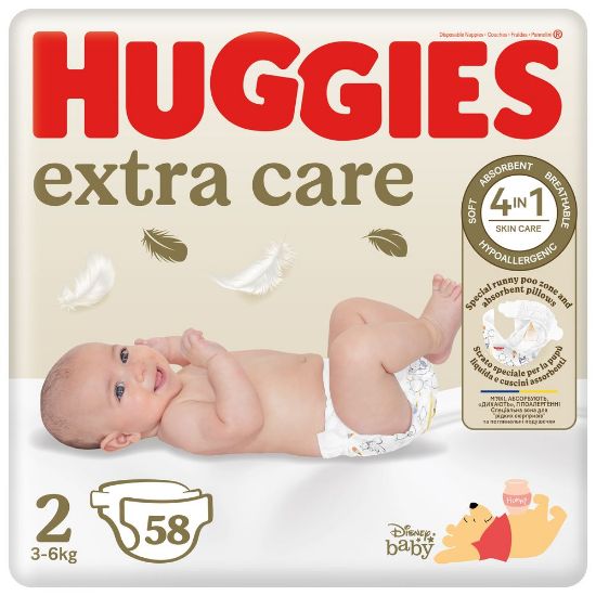 Pilt Huggies mähkmed Extra Care 2 3-6kg 58tk