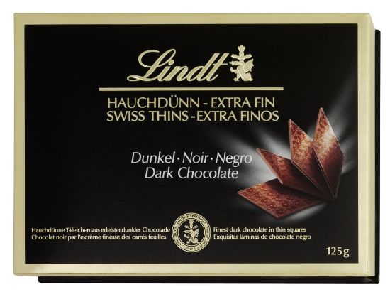 Pilt Lindt Swiss Thins tumeda šokolaadi lehed 125g