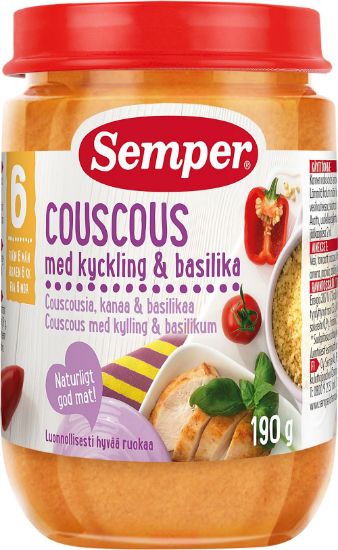 Pilt Semper couscous kana ja basiilikuga purgitoit 6k 190g