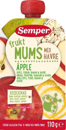 Pilt Semper puuviljapüree Frukt Mums kaera-õuna 6k 110g