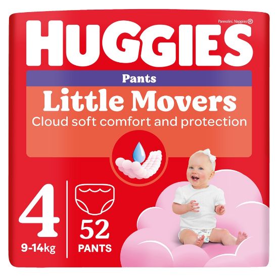 Pilt Huggies püksmähkmed Pants Little Movers 4 Girl 9-14kg 52tk