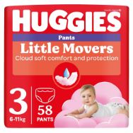 Pilt Huggies püksmähkmed Pants Little Movers 3 Girl 6-11kg 58tk
