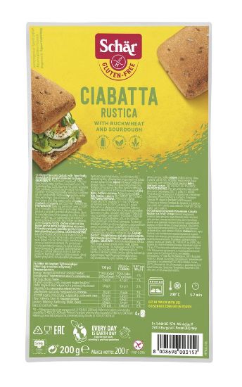 Pilt Schär Ciabatta Rustica eelküps. mitmeviljasaiake gv 200g