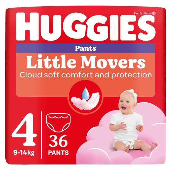 Pilt Huggies püksmähkmed Pants Little Movers 4 Girl 9-14kg 36tk